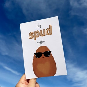 Tarjeta de felicitación de muffin de patata. Juego de palabras con comida, lindo, divertido, kawaii. Día de la Madre, Día del Padre, Aniversario. Imprimible + En blanco