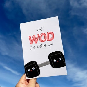 Halter WOD-wenskaart. Crossfit, workout woordspeling, schattig, grappig, kawaii. Moederdag, Vaderdag, jubileum. Afdrukbaar + blanco