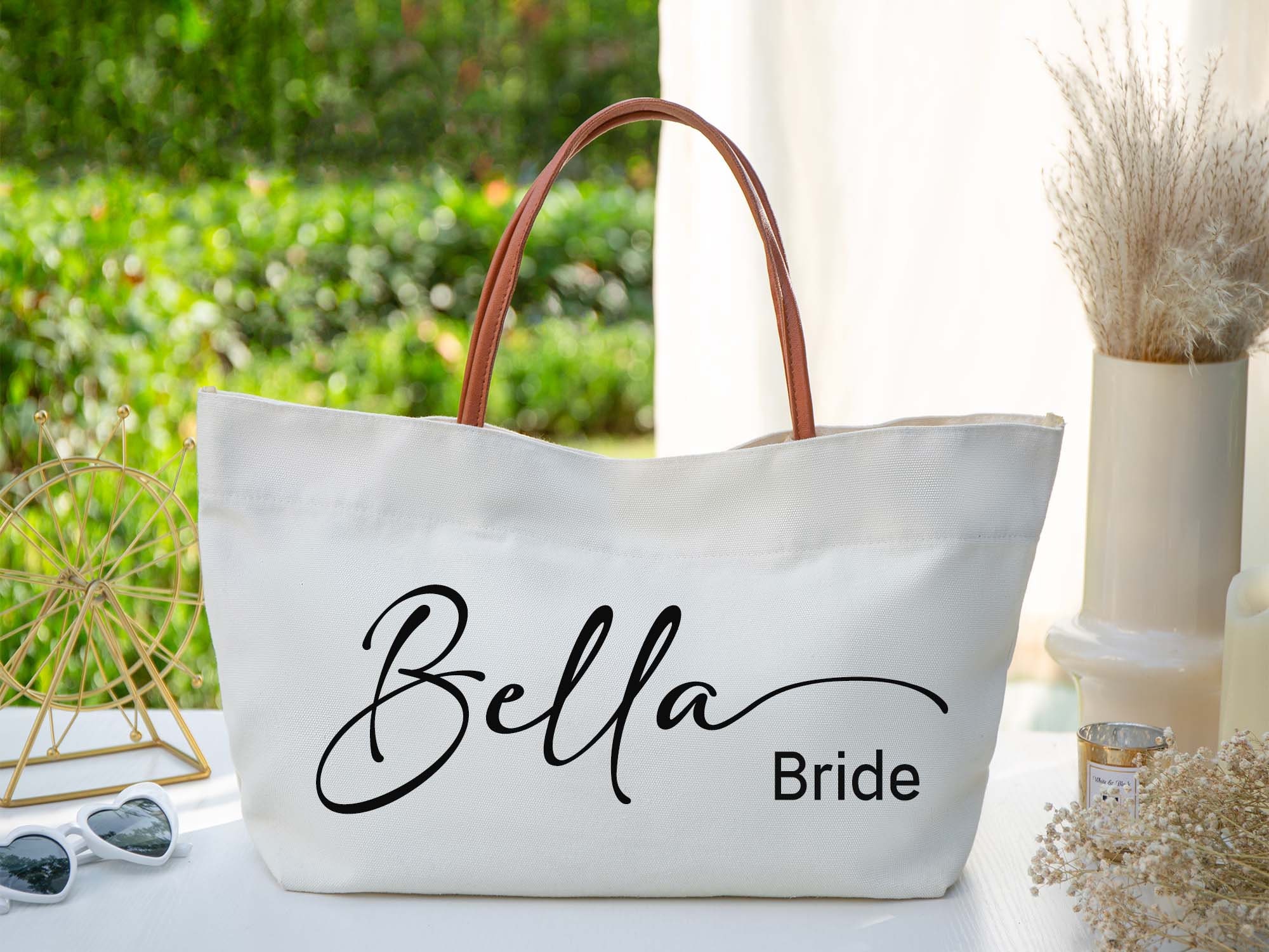 Just Married Personalized Canvas Beach Tote Bag, Custom Vacation Newlyweds Tote  Bag, Bridesmaid Gift, Pool Tote Bag – KEMOLENE