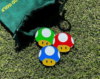 Mushroom Golf Ball Marker Set: Retro Gamer Golf Zubehör