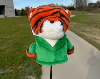 Plush Tiger Golf Headcover with Green Jacket – Masters Champion Inspired Driver Cover