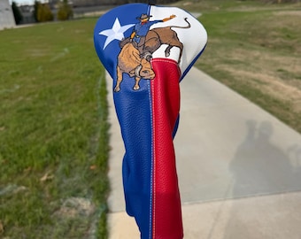 Texas Golf Driver Headcover | Lone Star Bull Rider Flag Club Cover