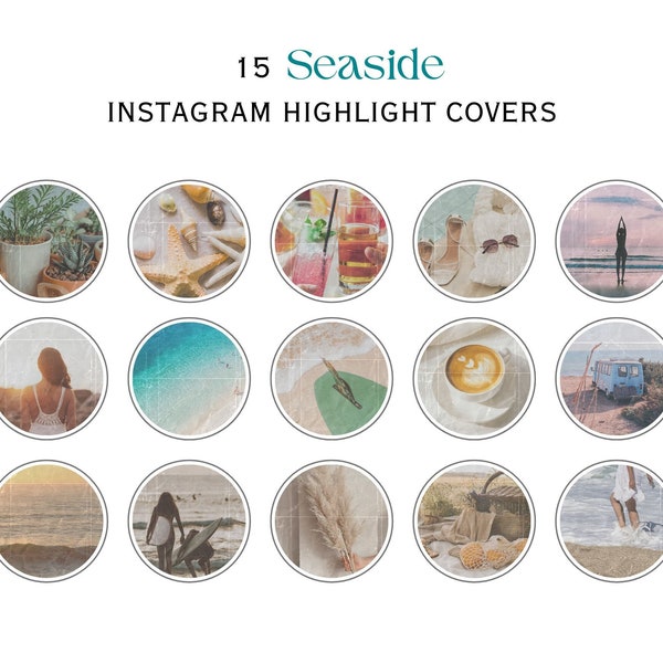 Instagram Highlight Covers, Seaside Highlight Icons, Coastal Summer Aesthetic