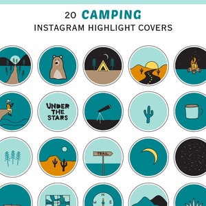 Portadas destacadas de Instagram, Instagram de acampada, iconos de aventuras al aire libre