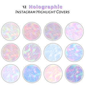 Instagram Highlight Covers, Holographic Icons, Iridescent Aesthetic