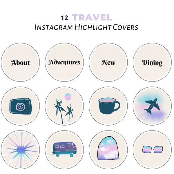 Instagram Highlight Covers, Travel Instagram, Hand Drawn Icons