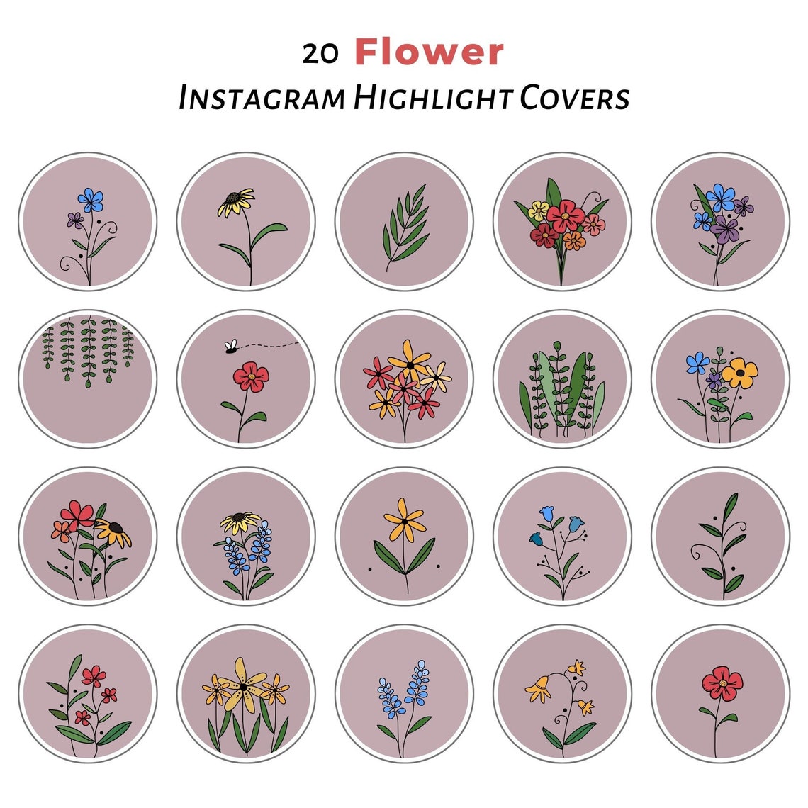 Instagram Highlight Covers Flower Highlight Covers IG Story Etsy