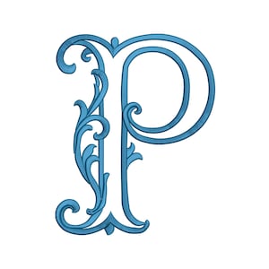 Florales Monogramm-Stickmuster für den Buchstaben P | Elegantes Rankenalphabet (Digitale Datei)