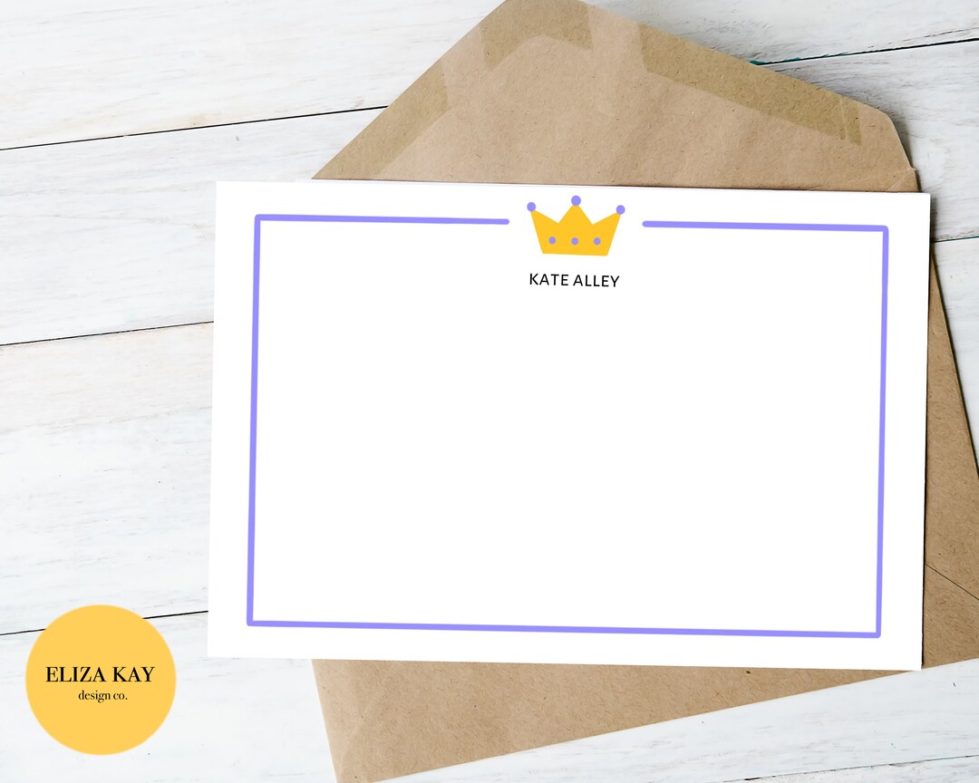 Editable Tiara Notecard- Customizable Crown Notecard, Personalized ...