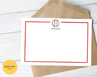 Editable Baseball Notecard- Customizable Notecard, Personalized Stationary for Kids, Printable Thank You Cards, Cute, Cartoon
