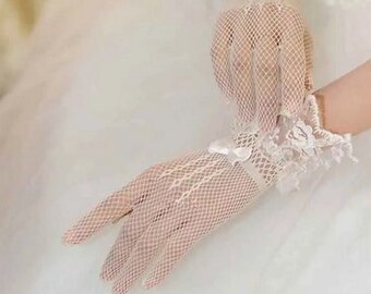 Delicate Formal White Wedding Gloves - Short