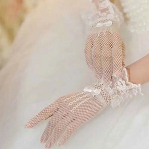 Delicate Formal White Wedding Gloves - Short