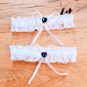 Wedding Garters Keepsake and Toss Blue Heart Both- set of 2