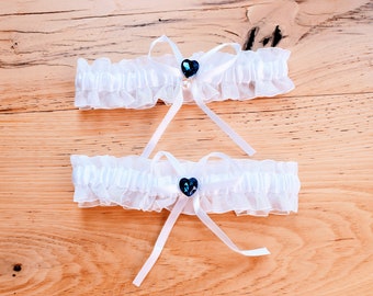 Wedding Garters- Keepsake and Toss - Blue Heart