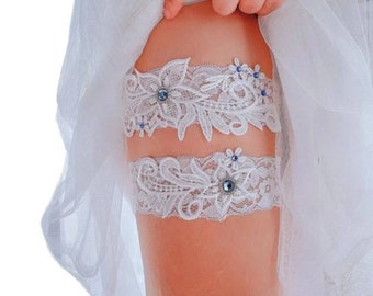 Wedding Garters- Keepsake and Toss - Something Blue