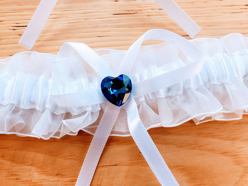 Wedding Garters Keepsake and Toss Blue Heart one-w/ gem only