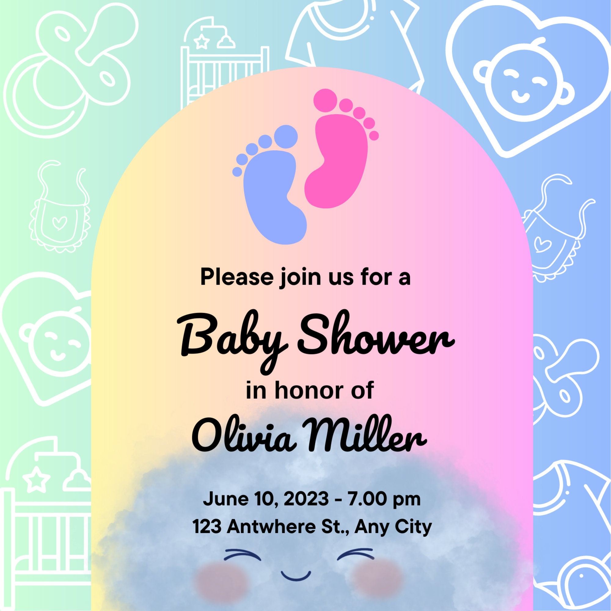 Personalized Baby Shower Card, Printable Baby Shower Card ,digital