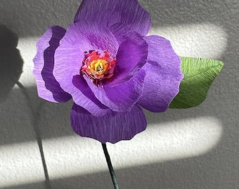 DIY Purple Crepe Paper Flower Kit | Handmade Paper Flower Craft Kit for Adults & Beginners | Forever Paper Flowers | Floral Home Décor Craft