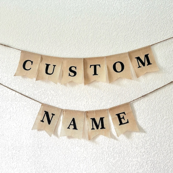 Custom Name Banner, Burlap Banner, Minimalist Banner, Boho Birthday Banner