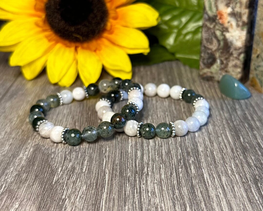Healing & Grounding Bracelet Set Moonstone and Garden Quartz Bracelet