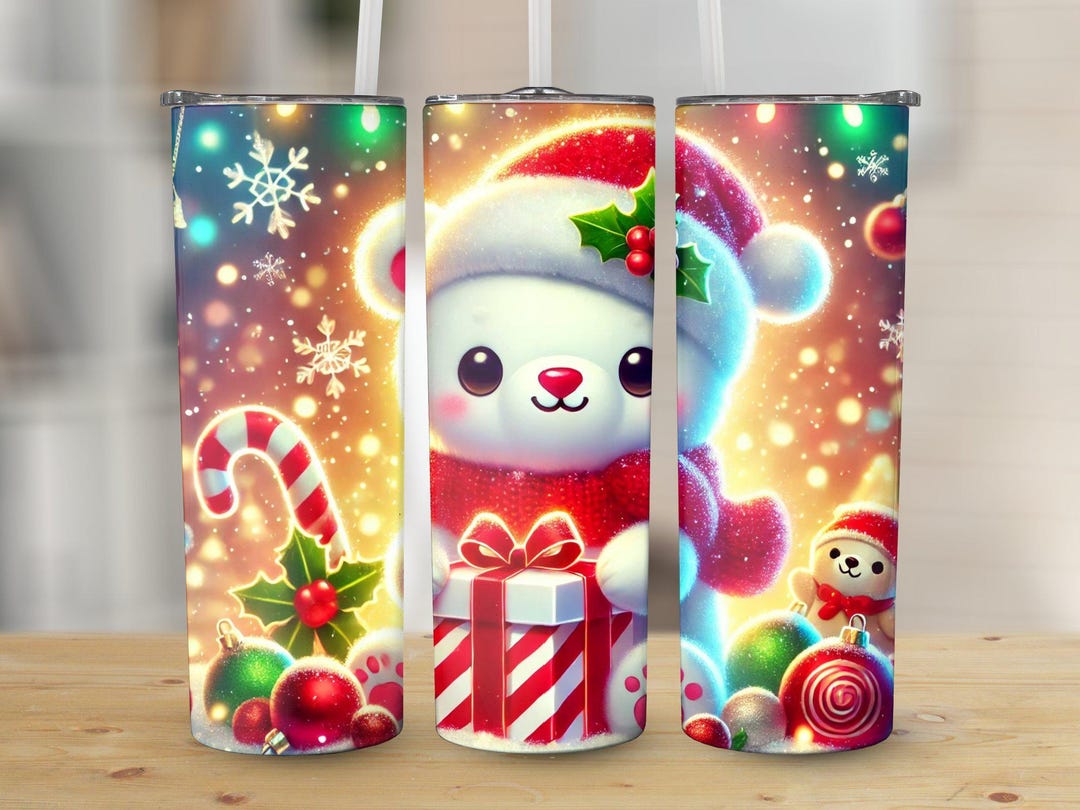 Cute Polar Bear Tumbler Wrap 20 Oz Skinny Tumbler Sublimation Design ...
