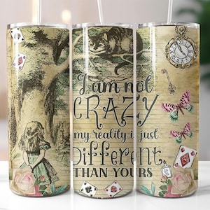 Seamless Alice in Wonderland Tumbler, 20oz Skinny Tumbler Sublimation Design, Digital Download PNG Instant, Straight Tumbler Wrap