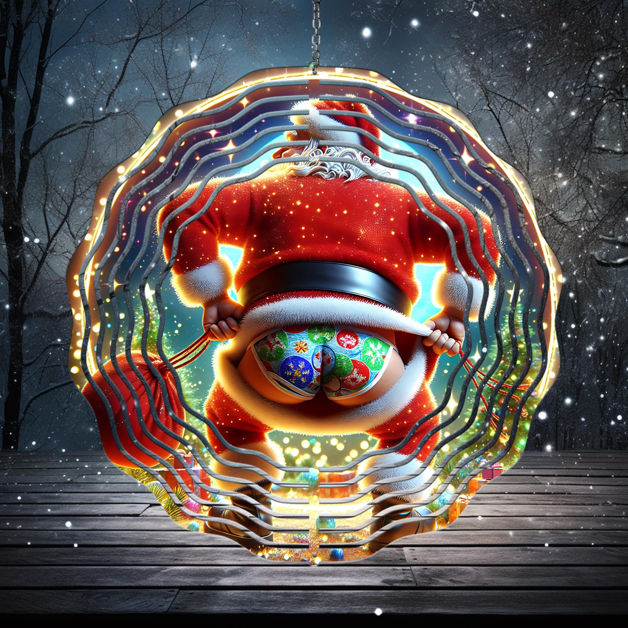 Christmas Santa Wind Spinner PNG - 3D Sublimation Design Digital ...