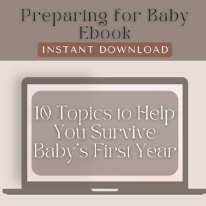 Preparando-se para o bebê Ebook | Dicas para mães de primeira viagem | Planejador de gravidez | Download digital do novo pacote de cuidados para mães | Presente de maternidade da era da minha mãe