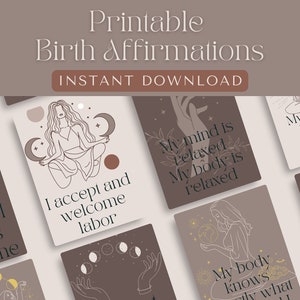 Carte di affermazione di nascita stampabili, Carte di affermazione digitale per la mamma, Regalo di gravidanza, Regalo per la mamma in attesa, Regalo per un'amica incinta, Biglietti di preghiera