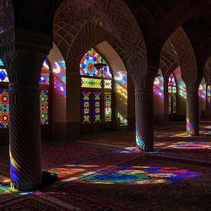 Shiraz Iran, Nasir-ol-Molk Mosque multicolored shadows, Photo Poster, Photo Print, Printed Poster, Mosque poster, Iran travel poster