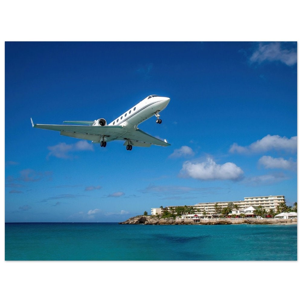 Sint Maarten, Maho Beach, an Airplane Comes in for a Landing at ...