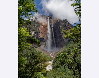 Venezuela, Angel Waterfall in natural frame, Salto Ángel, Museum-Quality Matte Paper Poster