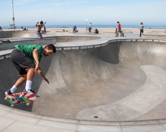 USA, California, Los Angeles, Venice Beach Skatepark, Skateboarder, Classic Matte Paper Poster