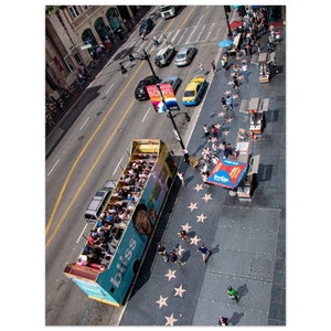 USA, California, Los Angeles, Hollywood Blvd, Veiw from above with hop on hop off bus, Premium Matte Paper Poster
