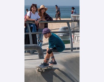 USA, California, Los Angeles, Venice Beach Skatepark, Skateboarder Boy, Classic Matte Paper Poster