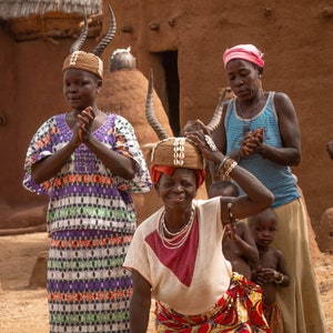 Togo, Women are dancing traditional traditional dance in a Togolese vilage, Classic Matte Paper Poster