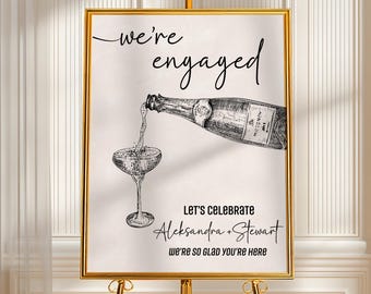 Engagement Party Sign Personalized, Custom Engagement Party Welcome Sign, Engagement Announcement Print, Engaged Wall Art, Couple Gift