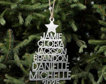 Custom Family Christmas Ornament, Personalized Wood or Acrylic, Laser Cut