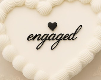 Engaged Acrylic Cake Topper: Modern Bridal Shower Decoration