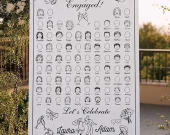 Engagement Party Guest Book Alternative, Doodle Yourself Canvas, Personalized Sign