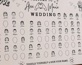 Guest Book Draw Your Face,Wedding Guest Book Alternative, Draw Your Face Poster, Funny Interactive Sign, Personalized Canvas