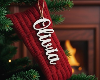 Laser Cut Acrylic Christmas Stocking Name Tag