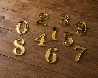 Acrylic Table Numbers Wedding, Wood Table Number Signs, Reception Table Decor, Mirror  Freestanding Numbers Set