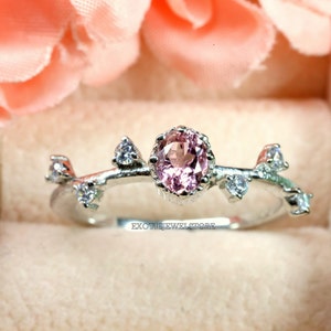 Pink Tourmaline Wedding Ring- Oval Tourmaline Proposal Ring- Promise Ring- Pink Gemstone- Anniversary Gift for Wife, Valentine's Day Gifts