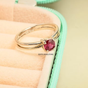 Natural Red Ruby Solitaire Ring, Ruby Promise Ring, Red Gemstone Ring for Women, Personalized Gift Ring for Her, Anniversary Gift Ring, Gift image 4