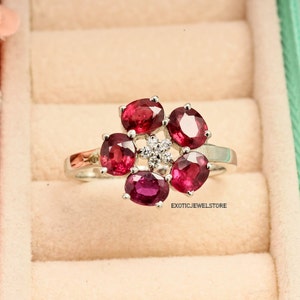 Ruby Engagement Ring for Women, Authentic Ruby Promise Ring, Sterling Silver Ruby Ring, July Birthstone, Ruby Statement Ring, Handmade Rings