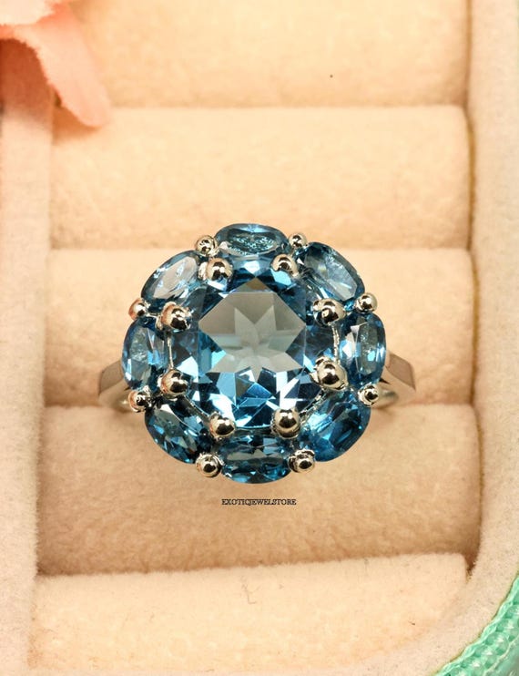 天然スイスブルートパーズのプロポーズリング、花形の宝石の婚約指輪