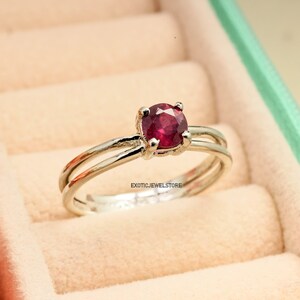 Natural Red Ruby Solitaire Ring, Ruby Promise Ring, Red Gemstone Ring for Women, Personalized Gift Ring for Her, Anniversary Gift Ring, Gift image 3
