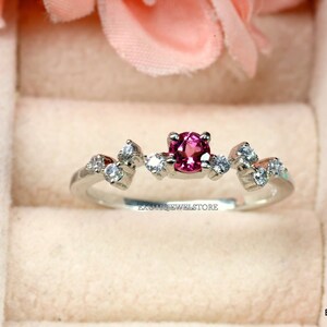 Tourmaline Promise Ring, Pink Tourmaline Ring, Natural Gemstone Jewelry, October Birthstone Jewelry, Anniversary Gift for Wife, Gift for her