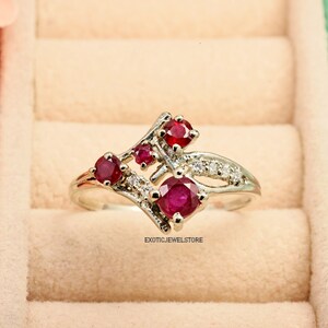 Natural Ruby Sterling Silver Ring, Handmade Promise Ring